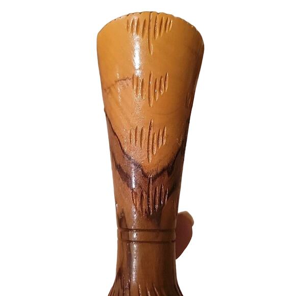 Gorgeous 6” Vintage Carved Hand Made Turned Burl Wood Bud Vase - Picture 11 of 12